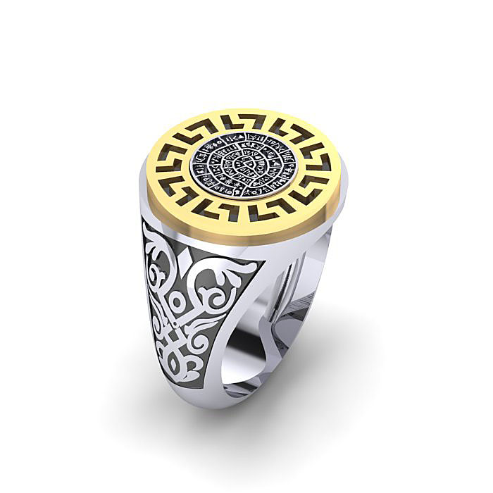 Αρχαϊκό Δαχτυλίδι Σεβαλιέ 13 λευκό - μαύρο - κίτρινο 