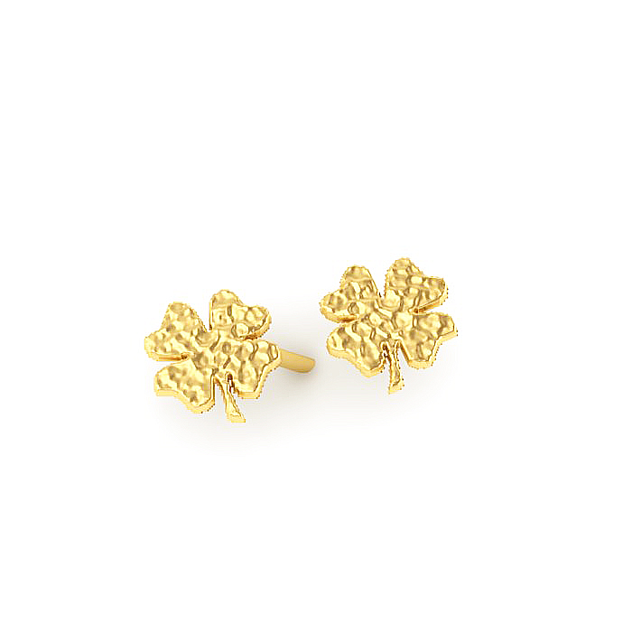 Κοσμήματα με Τετράφυλλα - Δώρα για Καλή Τύχη, Σκουλαρίκια Τετράφυλλα μικρό / Ασημένιο. χειροποίητο, κίτρινο επιχρυσωμένο