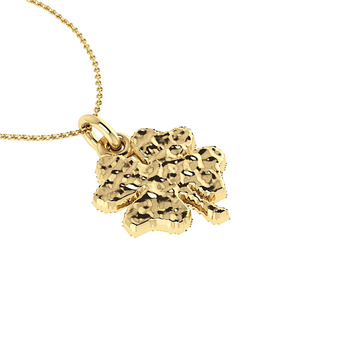 Κοσμήματα με Τετράφυλλα - Δώρα για Καλή Τύχη, Μενταγιόν Τετράφυλλο μικρό / Ασημένιο. χειροποίητο, κίτρινο επιχρυσωμένο