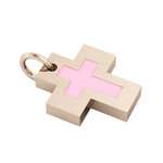 Σταυρός με εσωτερικό σταυρό / Ασημένιος, χειροποίητος, ροζ επιχρυσωμένος με ροζ σμάλτο