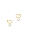 γυναικεία σκουλαρίκια, σε σχήμα καρδιάς, με μαργαριτάρια, χειροποίητα, σε ασήμι 925' επιχρυσωμένα / 2SK0233
