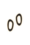 γυναικεία σκουλαρίκια, σε σχήμα όμικρον, με μαύρο σμάλτο, σε ασήμι 925', επιχρυσωμένα / 2SK0249