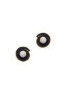 γυναικεία σκουλαρίκια, σε σχήμα σπείρας, με μαύρο σμάλτο και μαργαριτάρια, σε ασήμι 925', επιχρυσωμένα / 2SK0201