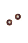 γυναικεία σκουλαρίκια, σε σχήμα σπείρας, με μωβ σμάλτο και μαργαριτάρια, σε ασήμι 925', επιχρυσωμένα / 2SK0202
