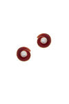 γυναικεία σκουλαρίκια, σε σχήμα σπείρας, με κόκκινο σμάλτο και μαργαριτάρια, σε ασήμι 925', επιχρυσωμένα / 2SK0226