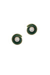 γυναικεία σκουλαρίκια, σε σχήμα σπείρας, με πράσινο σμάλτο και μαργαριτάρια, σε ασήμι 925', επιχρυσωμένα / 2SK0227 logo
