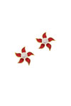 γυναικεία σκουλαρίκια, σε σχήμα αστερία, με κόκκινο σμάλτο και μαργαριτάρια, σε ασήμι 925', επιχρυσωμένα / 2SK231
