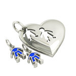 Μενταγιόν Καρδιά με δύο Αγοράκια / Ασημένιο, χειροποίητο, επιπλατινωμένο με μπλε σμάλτο