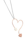 γυναικείο μενταγιόν, σε σχήμα καρδιάς, με μαργαριτάρι, σε ασήμι 925' και ροζ χρύσωμα, με αλυσίδα / 2KO0400