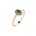Βυζαντινό Δαχτυλίδι μονόπετρο 203 β / Ασημένιο, χειροποίητο, ροζ επιχρυσωμένο με οβάλ χρωματιστή (πράσινη) συνθετική πέτρα