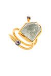 γυναικείο δαχτυλίδι, με aquamarine, χειροποίητο, σε ασήμι 925', επιχρυσωμένο / 2DA0222