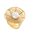 γυναικείο δαχτυλίδι, χειροποίητο, ομόκεντροι κύκλοι, με μαργαριτάρι button σε ασήμι 925' / 2DA0230