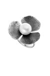 γυναικείο δαχτυλίδι, χειροποίητο, λουλούδι με μαργαριτάρι button, σε ασήμι 925 / 2DA0233 λευκό