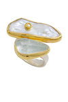 γυναικείο δαχτυλίδι, χειροποίητο, με φυσικά μαργαριτάρι - mother of pearl και άκουα μαρίνα, σε ασήμι 925' / 2DA0259
