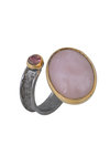 γυναικείο δαχτυλίδι, με ροζ quartz και ροζ cabochon τουρμαλίνη, χειροποίητο, σε ασήμι 925', επιχρυσωμένο / 2DA0299 logo
