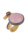 γυναικείο δαχτυλίδι, με ροζ quartz και ροζ cabochon τουρμαλίνη, χειροποίητο, σε ασήμι 925', επιχρυσωμένο / 2DA0301