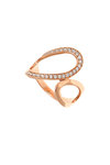γυναικείο δαχτυλίδι, σεβαλιέ, 2 oval κύκλοι, με ζιργκόν, σε ροζ χρυσό Κ14 / 1DA2836