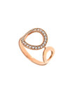 γυναικείο δαχτυλίδι, chevalier, 2 κύκλοι, με ζιργκόν, σε ροζ χρυσό Κ14 / 1Da2855