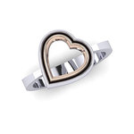 Δαχτυλίδι Δίδυμες Καρδιές 2 / Ασημένιο, χειροποίητο, δίχρωμο, λευκό - ροζ