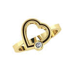 Δαχτυλίδι Δίδυμες καρδιές 2 / Ασημένιο, χειροποίητο, δίχρωμο, κίτρινο επιχρυσωμένο με ένα ζιργκόν