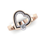 Δαχτυλίδι Δίδυμες Καρδιές 2 / Ασημένιο, χειροποίητο, δίχρωμο, ροζ - λευκό με ένα ζιργκόν