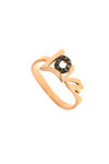 γυναικείο δαχτυλίδι, χειροποίητο, σεβαλιέ Love, με μαύρα brilliant 0.14 ct σε ροζ χρυσό Κ18 / 1DA2801
