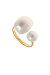 γυναικείο δαχτυλίδι, chevalier, με δύο μαργαριτάρια σε χρυσό Κ14 / 1DA2887