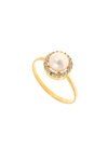γυναικείο δαχτυλίδι, ροζέτα με μαργαριτάρι και ζιργκόν, σε χρυσό Κ14 / 1DA2860 / 9.70 mm