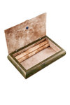 διακοσμητικό, σπιτιού ξύλινη μπιζουτιέρα με ασημένιο καπάκι ''φύλλο ελιάς'' / 2ΚΤ0033 - εσωτερική όψη