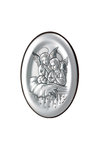 θρησκευτική εικόνα Άγγελοι - Βρέφος, oval, ανάγλυφη, σε ασήμι 925' / 2ΕΙ0194 / 110 x 150 mm