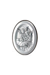 θρησκευτική εικόνα Άγγελοι - Βρέφος, oval, ανάγλυφη, σε ασήμι 925' / 2ΕΙ0241 / 60 x 80 mm