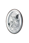 θρησκευτική εικόνα Άγγελος - Βρέφος, oval, ανάγλυφη, σε ασήμι 925' / 2ΕΙ0193 / 110 x 150 mm