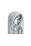 θρησκευτική καθολική εικόνα πίστης Παναγία με πέπλο, ανάγλυφη, σε ασήμι 925' /2ΕΙ0243 / 50 x 90 mm