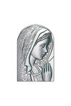 θρησκευτική καθολική εικόνα πίστης Παναγία με πέπλο, ανάγλυφη, σε ασήμι 925' / 2ΕΙ0246 / 70 x 110 mm