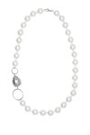 γυναικείο κολλιέ με shell pearl σε ασημί χρώμα, και 29 shell pearl 14 mm σε λευκό και ασημένια επιπλατινωμένα στοιχεία / 2KO0226