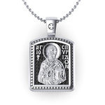 Θρησκευτικό Unisex Μενταγιόν Άγιος Σπυρίδωνας - Ιησούς Χριστός 10 / Ασημένιο, χειροποίητο, δίχρωμο με πατίνα, σε παραλληλόγραμμη φόρμα κορνίζας / μπροστινή όψη με τον Άγιο Σπυρίδωνα