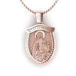 Θρησκευτικό Unisex Μενταγιόν Άγιος Στυλιανός - Παναγία Γλυκοφιλούσα 40 / Ασημένιο, χειροποίητο, ροζ επιχρυσωμένο, σε σχήμα σπαθιού / μπροστινή όψη με τον Άγιο Σπυρίδωνα