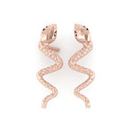 Νεανικά Μοντέρνα Σκουλαρίκια 1004 κολλητά στο αυτί - φίδια / Ασημένια, χειροποίητα, ροζ επιχρυσωμένα 