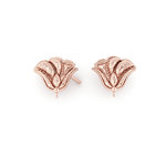 Νεανικά Μοντέρνα Σκουλαρίκια 1010 κολλητά στο αυτί - ιβίσκος Ρόδου / Ασημένια, χειροποίητα, ροζ επιχρυσωμένα