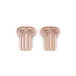 Νεανικά Μοντέρνα Σκουλαρίκια 1017 κολλητά στο αυτί - κίονες / Ασημένια, χειροποίητα, ροζ επιχρυσωμένα 