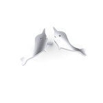 Νεανικά Μοντέρνα Σκουλαρίκια 1060 κολλητά στο αυτί - δελφίνια / Ασημένια, χειροποίητα, λευκά επιπλατινωμένα