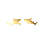 Νεανικά Μοντέρνα Σκουλαρίκια 1063 κολλητά στο αυτί - καρχαρίες / Ασημένια, χειροποίητα, επιχρυσωμένα 