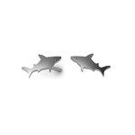 Νεανικά Μοντέρνα Σκουλαρίκια 1063 κολλητά στο αυτί - καρχαρίες / Ασημένια, χειροποίητα, μαύρα επιροδιωμένα