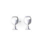 Νεανικά Μοντέρνα Σκουλαρίκια 1085 κολλητά στο αυτί - ποτήρια κρασιού / Ασημένια, χειροποίητα, λευκά επιπλατινωμένα