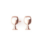 Νεανικά Μοντέρνα Σκουλαρίκια 1085 κολλητά στο αυτί - ποτήρια κρασιού / Ασημένια, χειροποίητα, ροζ επιχρυσωμένα 