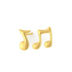 Νεανικά Μοντέρνα Σκουλαρίκια 1104 κολλητά στο αυτί - μουσικές νότες / Ασημένια, χειροποίητα, επιχρυσωμένα 