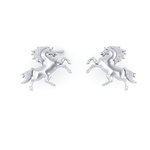 Νεανικά Μοντέρνα Σκουλαρίκια 1113 κολλητά στο αυτί - ίπποι - άλογα / Ασημένια, χειροποίητα, λευκά επιπλατινωμένα