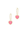 παιδικά σκουλαρίκια, καρδούλες με σκούρο ροζ φίλντισι, σε χρυσό 9 καρατίων / 1SK2214 - κρεμαστά