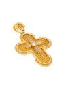 γυναικείος σταυρός βάπτισης, με brilliant 0.18 ct βυζαντινής τεχνοτροπίας, χειροποίητος, σε χρυσό Κ18 / 1ST1694 logo