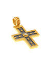 γυναικείος σταυρός βάπτισης, με brilliant 0.05 ct βυζαντινής τεχνοτροπίας, χειροποίητος, σε χρυσό Κ18 / 1 ST1983
